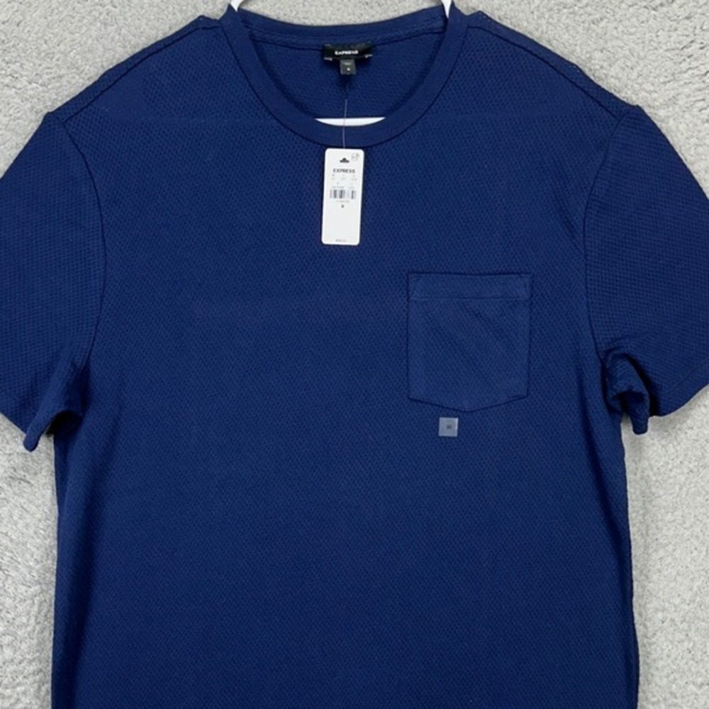 Express Mens Jersey Shirt Medium Navy Blue Pocket Tee Short Sleeve Outdoor NEW